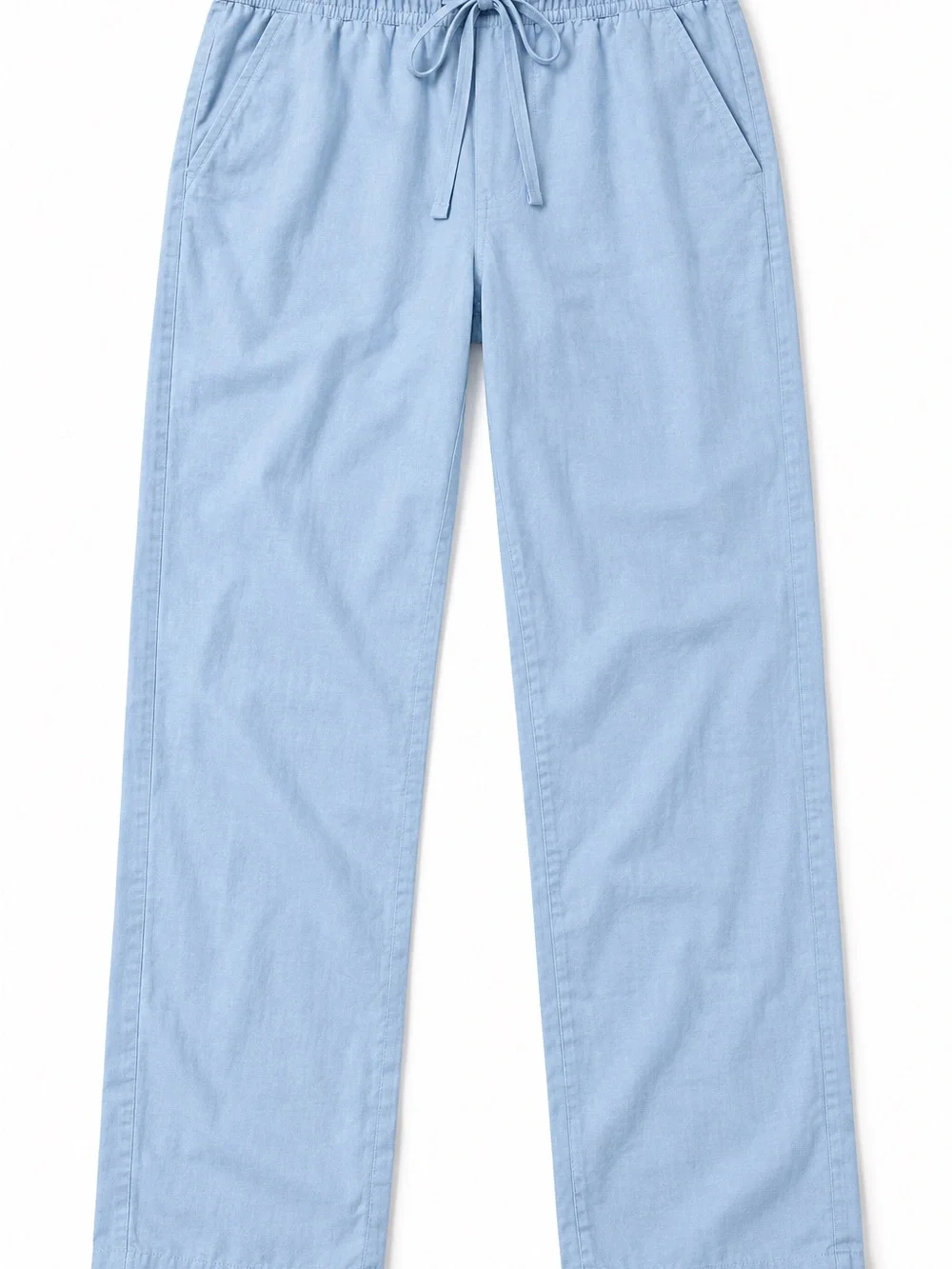Men's Light Blue Drawstring Linen Jeans